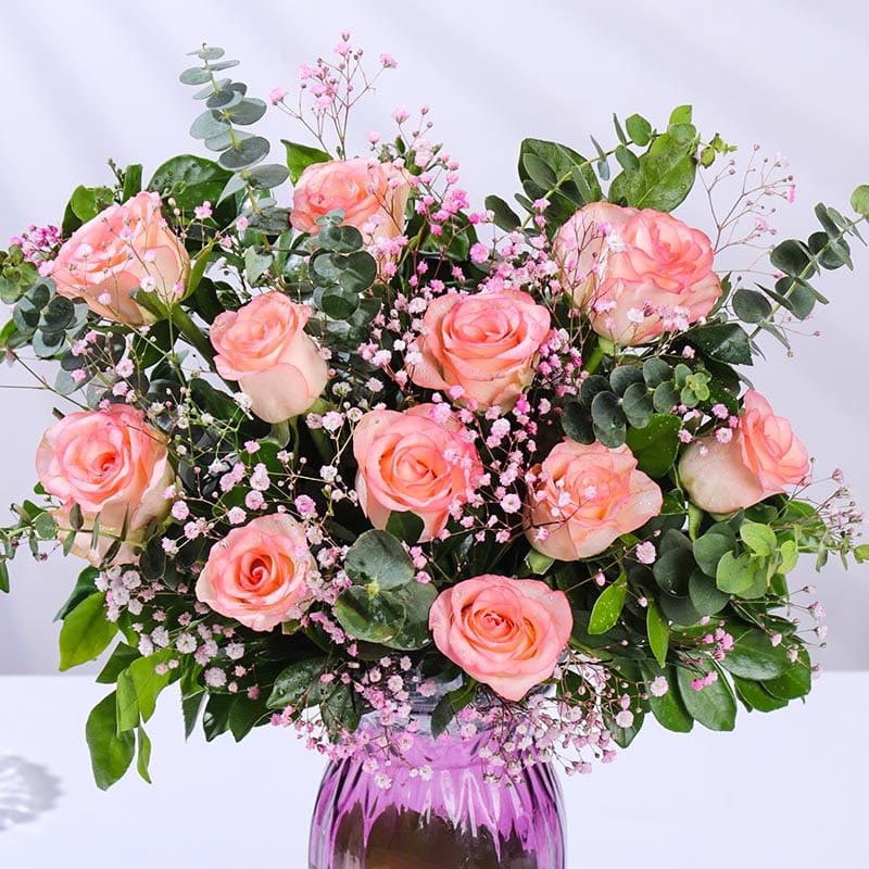 Vase Of Elegant Pink Roses