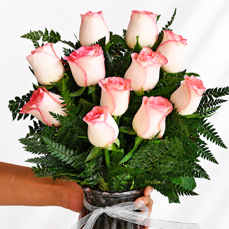 Vase Of Elegant Pink Roses