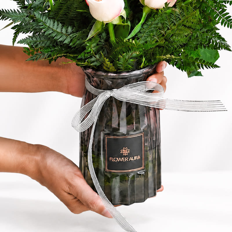 Vase Of Elegant Pink Roses