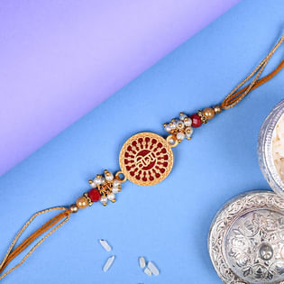 Beautiful Golden Rakhi - Pearl Rakhi