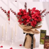 Velvet Desire Rose Bouquet N Chocolates Combo