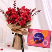 Velvet Desire Rose Bouquet With Choco Box