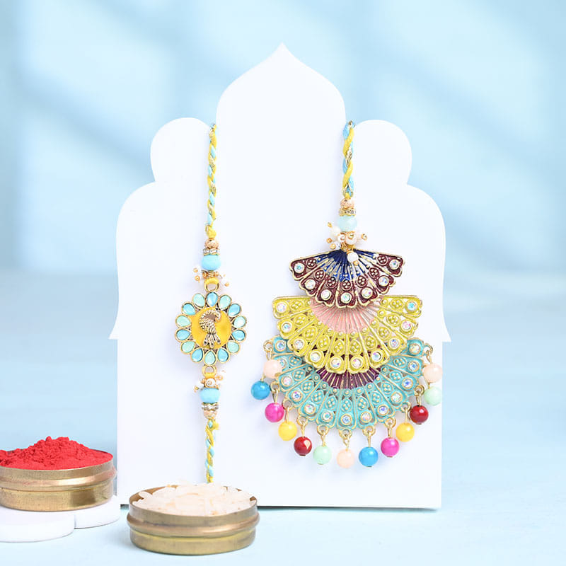 Vibrant Bhai Bhabhi Rakhis Paan Raisin N Trail Mix