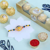 Vibrant Blue Kundan Rakhi N Ferrero Rochers