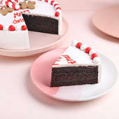 Slice View of Merry Christmas Chocolate Cake