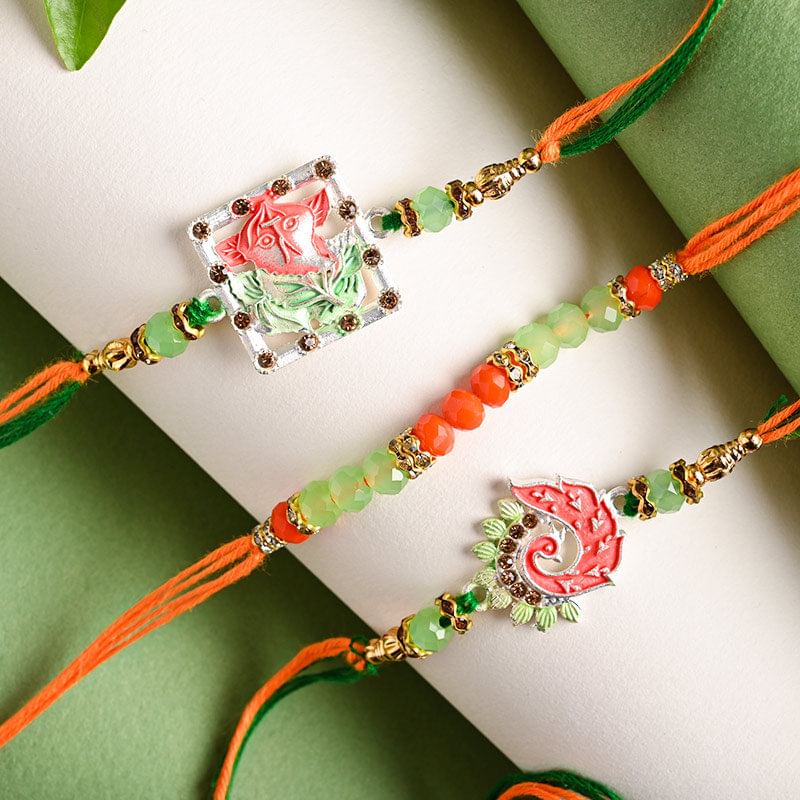 Vibrant Coloured Rakhi Set - Designer Rakhis Online