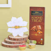 Send Vibrant Designer Rakhi With Almond Chocolate Bar to UAE