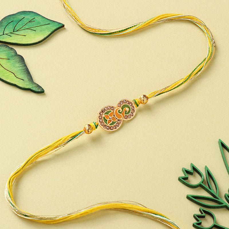Vibrant Designer Rakhi With Almond Chocolate Bar