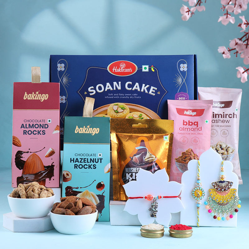 Vibrant Family Rakhis N Gourmet Treats Hamper