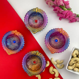 Vibrant Fancy Diyas With Cashews