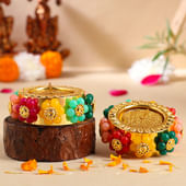 Vibrant Floral Diya Set