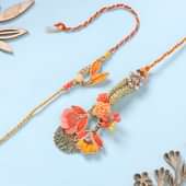 Vibrant Floral Zariwork Bhaiya Bhabhi Rakhis