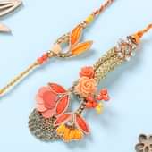 Vibrant Floral Zariwork Bhaiya Bhabhi Rakhis