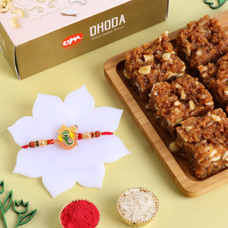 Vibrant Ganesha Rakhi N Dhoda Combo