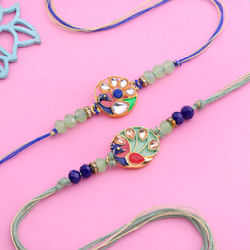 Vibrant Peacock Rakhi Duo
