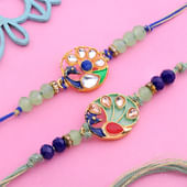 Vibrant Peacock Rakhi Duo