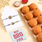 Vibrant Peacock Rakhi Duo With Motichoor Ladoo