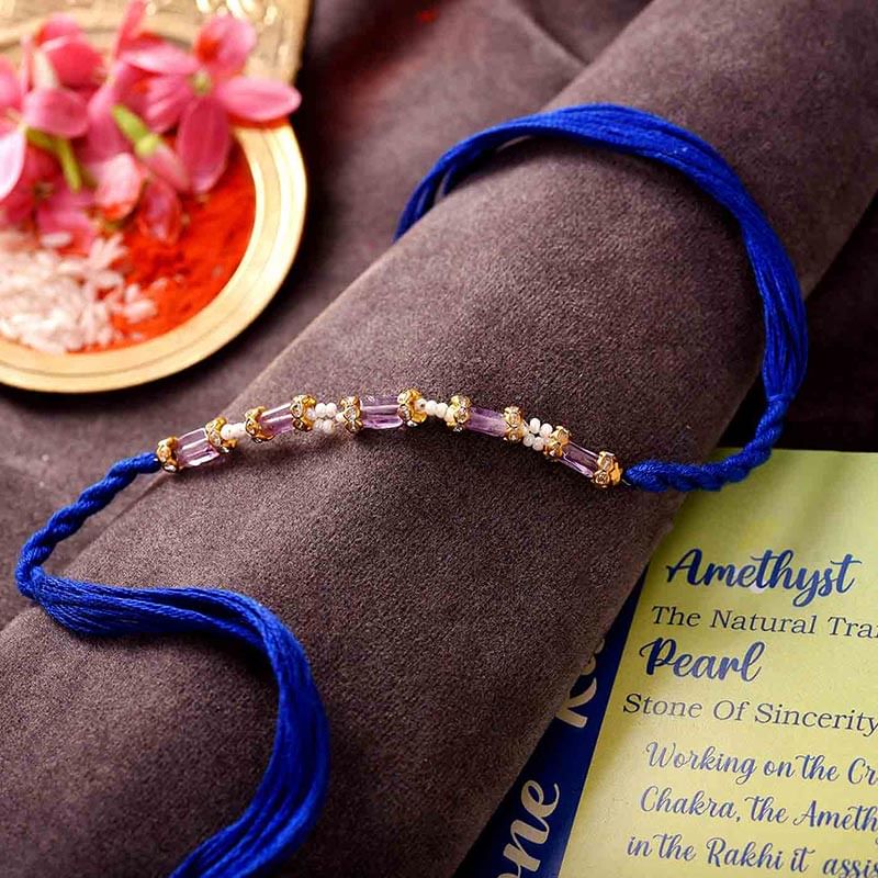Vibrant Pearl N Amethyst Rakhi