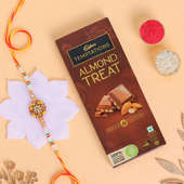 Vibrant Pearl Rakhi With Almond Chocolate