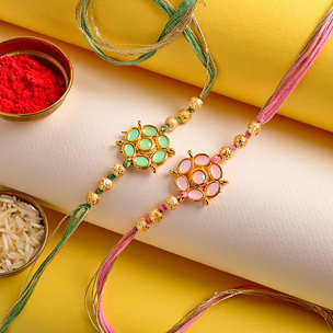 Send Vibrant Rakhi Duo to USA for Brother Online
