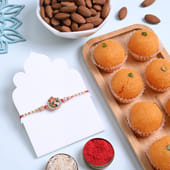 Vibrant Rakhi With Motichoor Laddoo N Almonds
