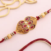 Antique Red N Gold Stone Rakhi