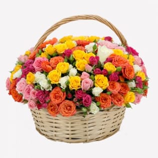 Buy Vibrant Spray Rose Basket for Valentine