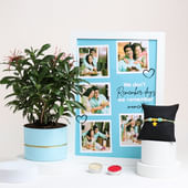 Vibrant Star Rakhi With Ixora Plant N Personalised Frame