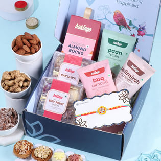 Vibrant Stone Rakhi N Gourmet Treats Hamper