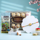 Vibrant Stone Rakhi With Chocolates N Trail Mix