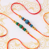 Set of 2 Vibrant Velvet Beads Rakhi
