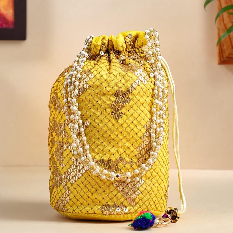 Vibrant Yellow Potli Bag