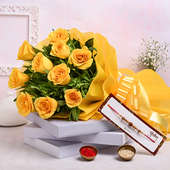 Vibrant Yellow Roses N Rakhi