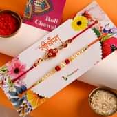 Order Set of 2 rakhi Online For Brother - Vibrantly Unique Red N White Rakhis