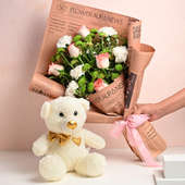 Vintage Charm Bouquet with Teddy