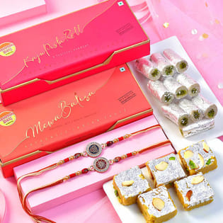 Vintage Charm Rakhi Duo N Festive Sweets Hamper