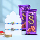 Vintage Charm Vibrant Rakhi Duo With Chocolates