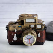 front view of Vintage Clock Camera Decor