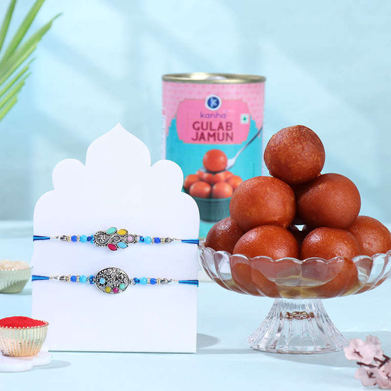 Vintage Rakhi Duo With Gulab Jamun