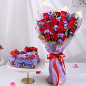 Vintage Rose Choco Cake With Mixed Blooms