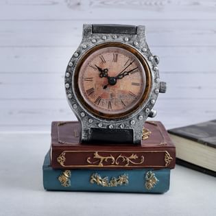 Vintage Tabletop Clock With Book Design