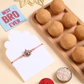 Ornate Ganesha Rakhi With Besan Ladoo