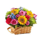 Vivid Seasonal Flower Basket Display