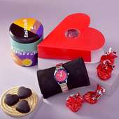 Fastrack Monochrome Watch With Chocolates for Loved Ones 