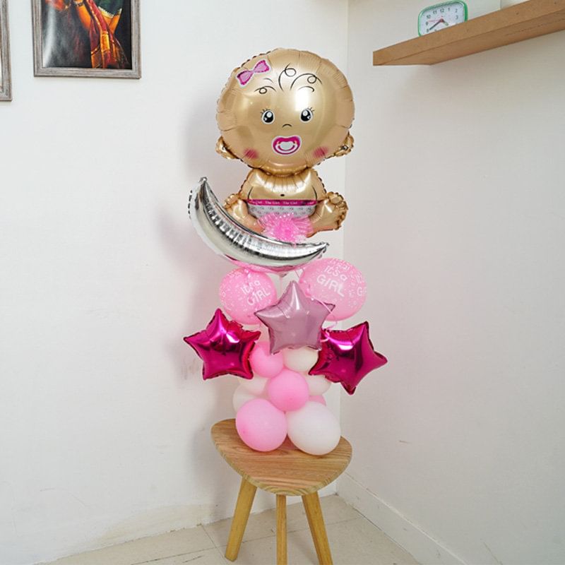 Welcome Baby Girl Balloon Bouquet