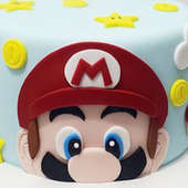 Close View of Whimsical Super Mario Theme Fondant Cake