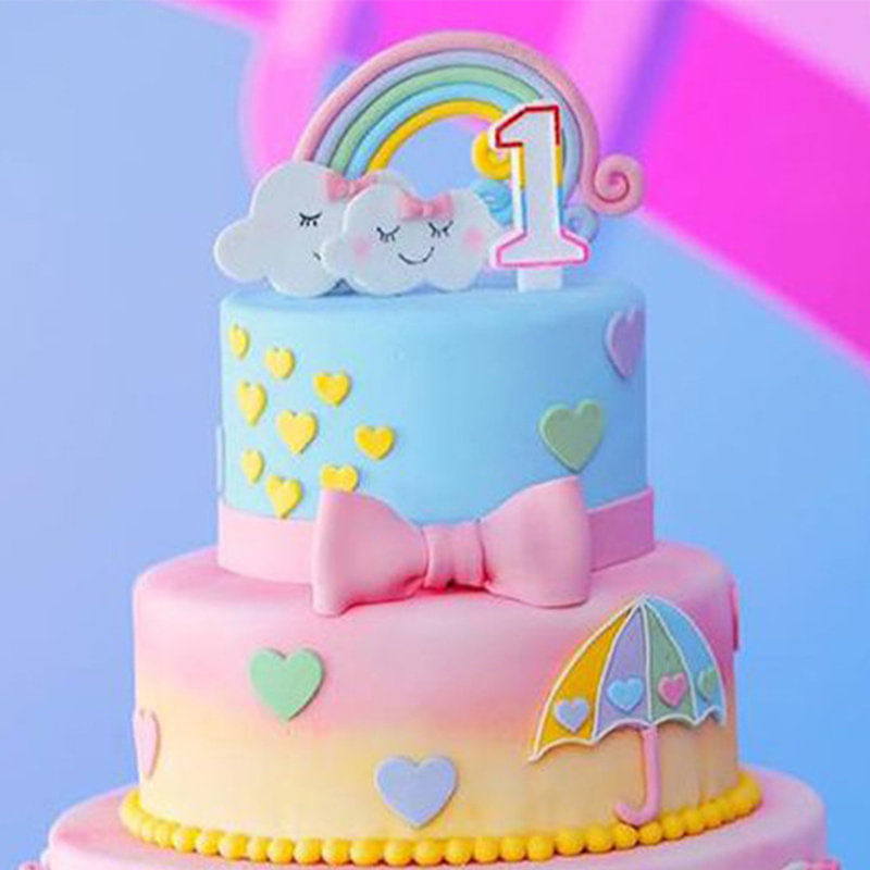 Whimsical Tiered Unicorn Cake - Top View