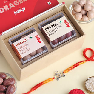 Whimsical Veera Silver Rakhi N Chocolate Dragees