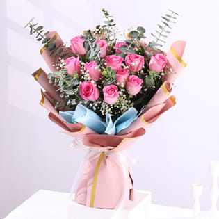 Whispers Of Affection Pink Roses Bouquet
