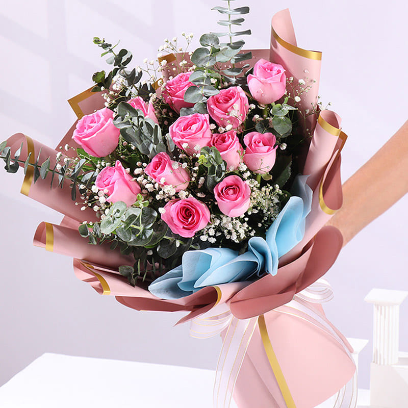 Whispers Of Affection Pink Roses Bouquet